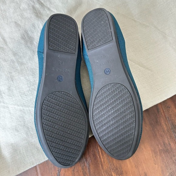 ROTHY'S Neon Stripe Loafers in Bottle Blue Round Toe RETIRED - Picture 12 of 13